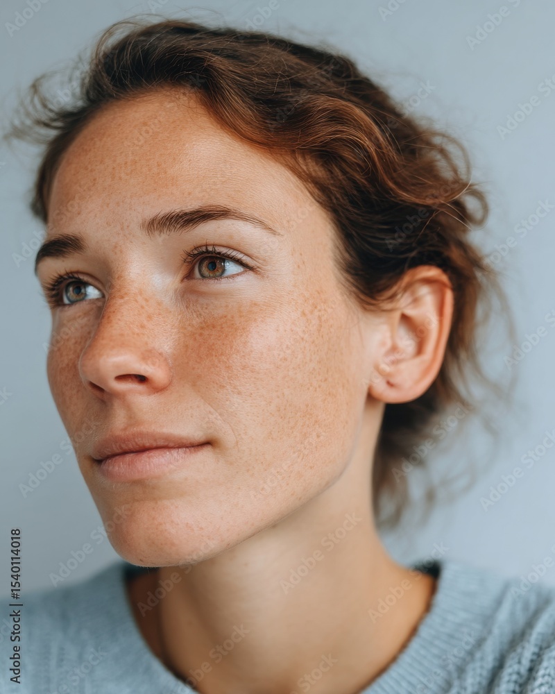 Fototapeta premium A woman with brown hair and a tan complexion