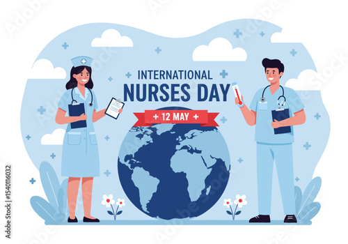 Celebrating international nurses day, vector illustrations