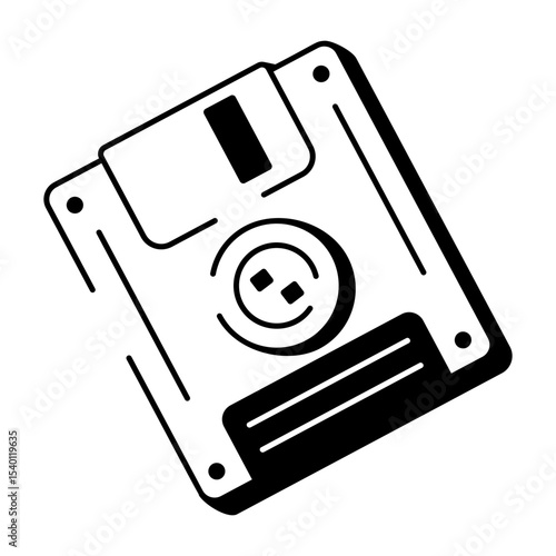 A doodle style icon of floppy disk
