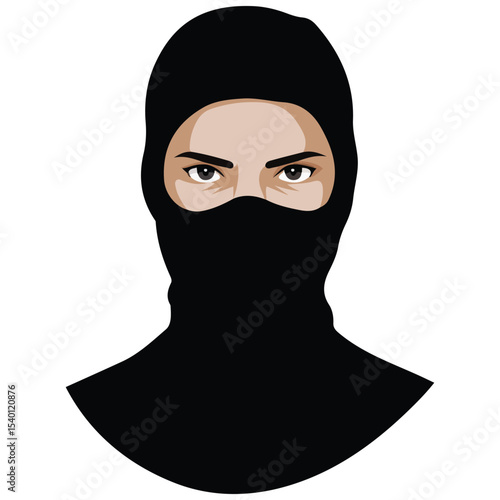 Terrorist mask front view vector isolated white background