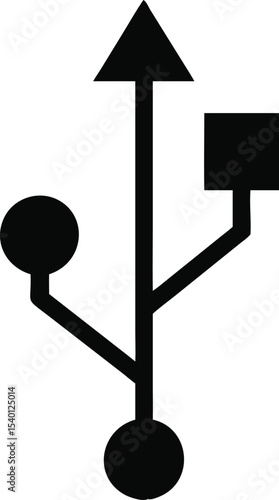 USB SIGN Vector Illustration, USB icon isolated on white background. USB symbol. Flash disk sign vector symbol. flash drive icon isolated. USB port sign on white background. Plug symbol, connect icon.