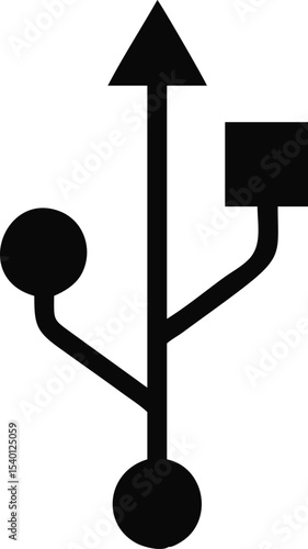 USB SIGN Vector Illustration, USB icon isolated on white background. USB symbol. Flash disk sign vector symbol. flash drive icon isolated. USB port sign on white background. Plug symbol, connect icon.