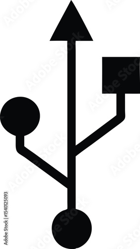 USB SIGN Vector Illustration, USB icon isolated on white background. USB symbol. Flash disk sign vector symbol. flash drive icon isolated. USB port sign on white background. Plug symbol, connect icon.