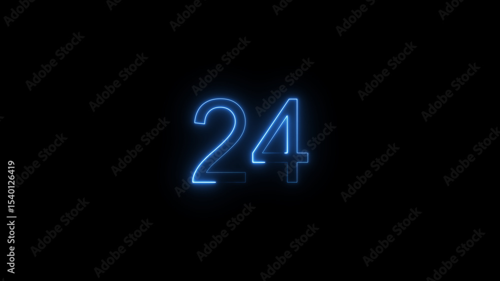A glowing neon 24 number illustration . on a black background. and creating a illustration stunning 4k illustration . A glowing neon 24 number illustration . on a black background. and creating a illustration stunning 4k illustration .