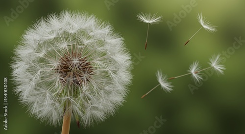 Dandelion Seeds Detaching In 4K Resolution Against Blurred Green Background Showcasing Seed Dispersal And Plant Lifecycle