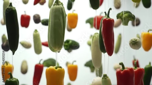 Whimsical Vegetable Display Suspended Culinary Art Installation