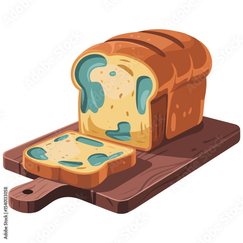 Stale bread on board vector isolated white background