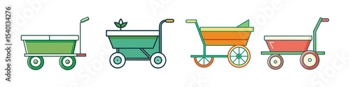 Garden Cart Flat Illustration in Simple Min
