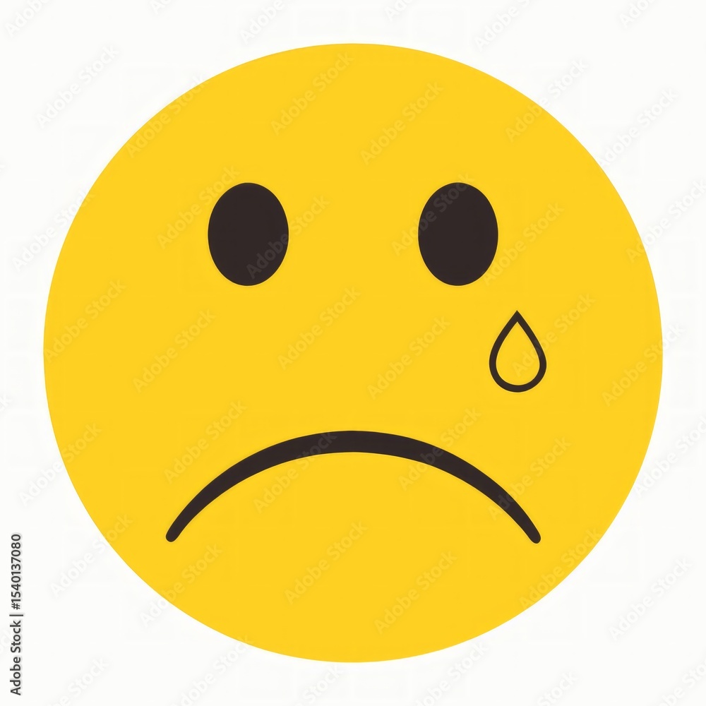 Fototapeta premium Emotional Expression, Sad Face Icon, Digital Art, Vector Design, Minimalist Style, Front View, Visual Communication