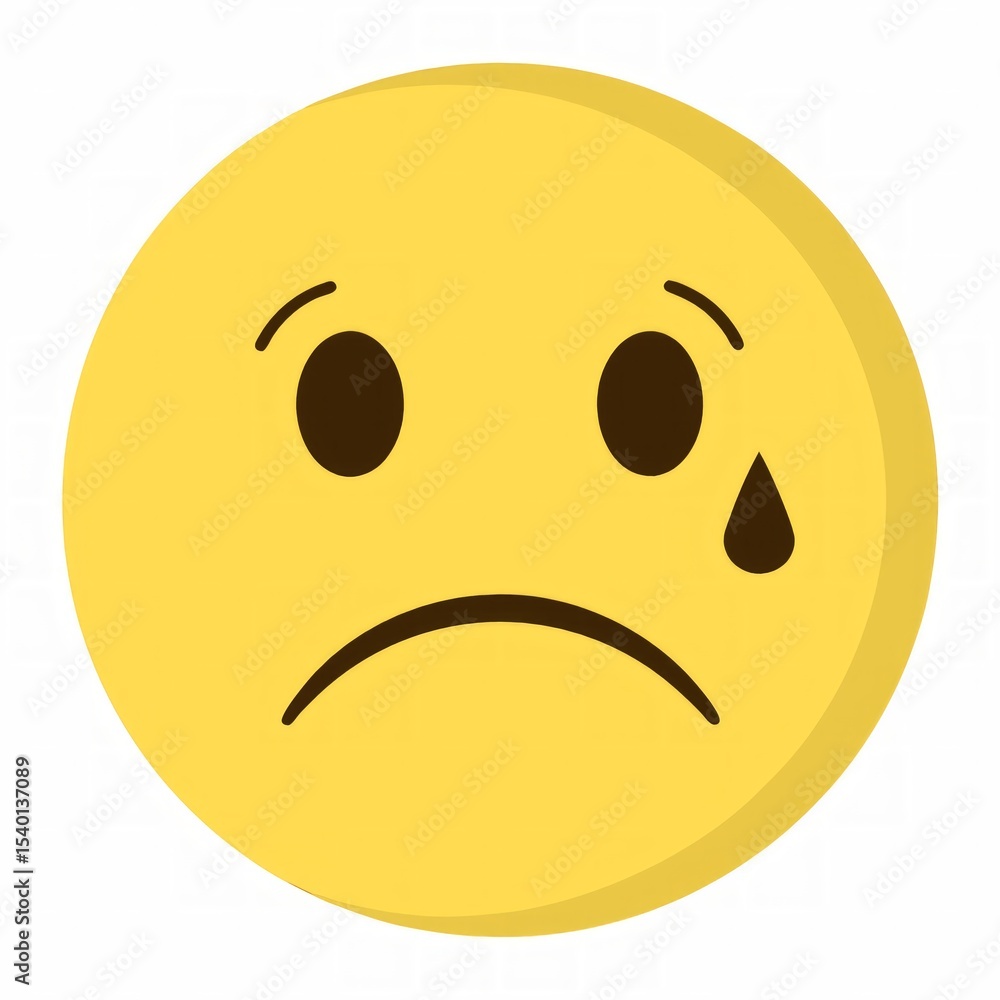 Vector Illustration of a Sad Yellow Emoji with a Tear, Expressing Emotions in a Clean, Minimalist Design Vector Illustration of a Sad Yellow Emoji with a Tear, Expressing Emotions in a Clean, Minimalist Design