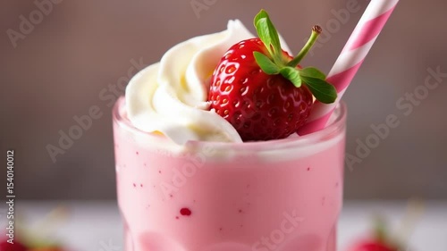 Wallpaper Mural A refreshing strawberry milkshake topped with whipped cream and sliced strawberries. Torontodigital.ca