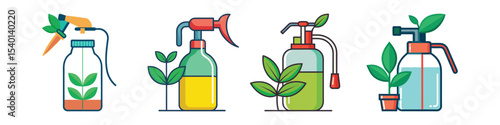 Plant Sprayer Flat Style Gardening Tool Vector Illustration