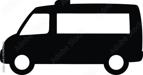 Ambulance vector silhouette, Emergency ambulance symbol icon