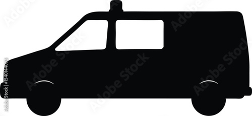 Ambulance vector silhouette, Emergency ambulance symbol icon