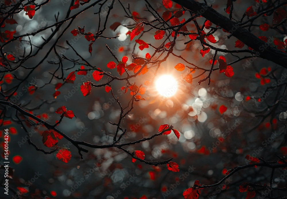 Autumn leaves and sun in the sky Autumn leaves and sun in the sky