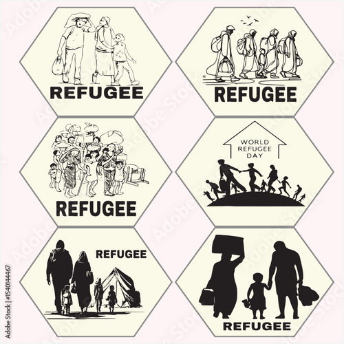 refugee vector set five