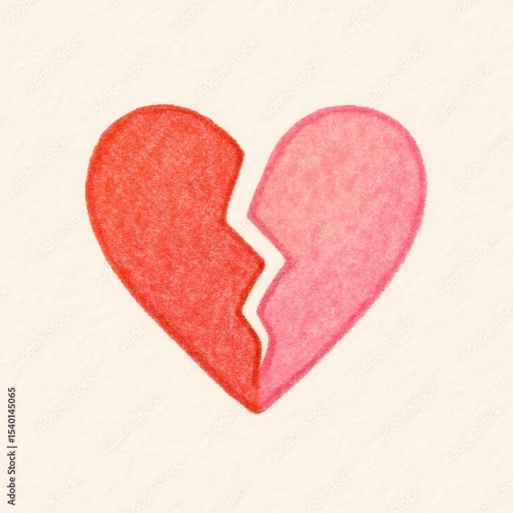 Fototapeta premium Heartbreak illustrated with broken heart.