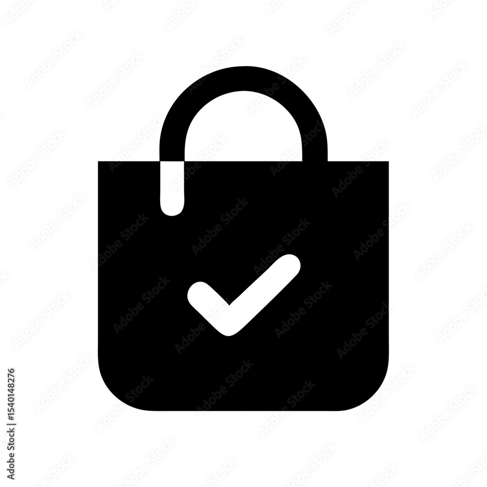Bag with checkmark icon vector illustration Bag with checkmark icon vector illustration