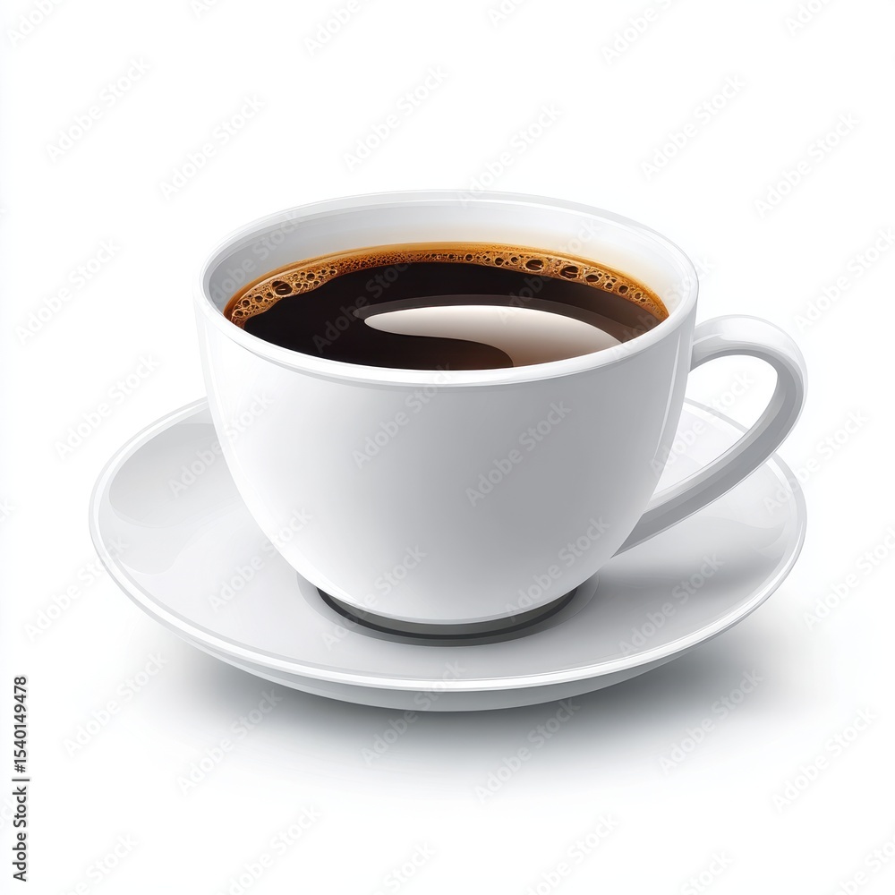 Obraz premium Full Cup of Dark Coffee in White Mug on Saucer