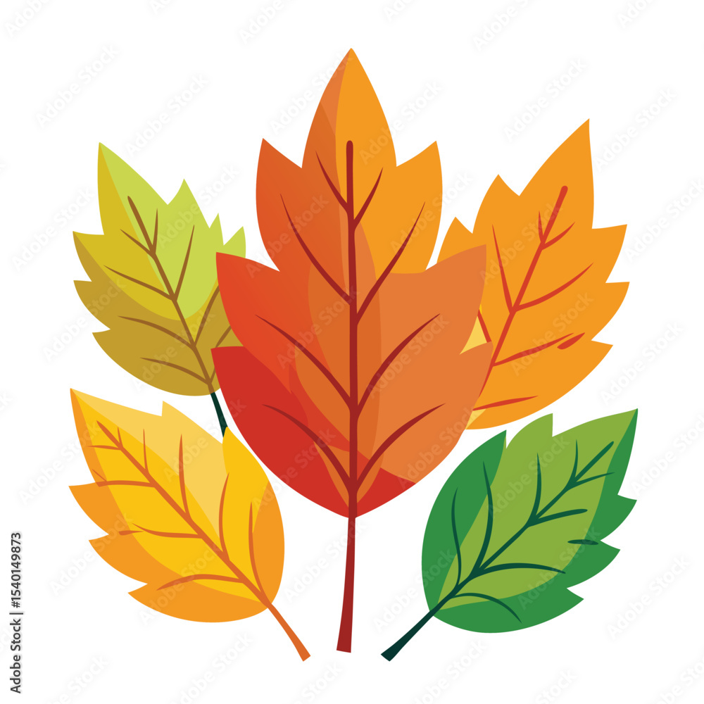 Naklejka premium Isolated Autumn Leaves in Vibrant Colors on a Clean White Background