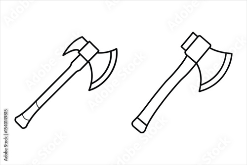 Two Line Art Axes Woodcutter Tools Black White woodcutters axe