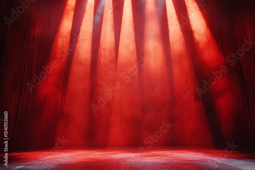 textured red stage backdrop with dramatic lighting effects, ideal for elegant presentations, Generative AI