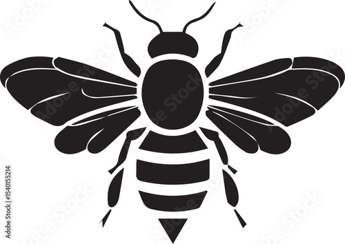 Honeybee Silhouette A Striking Vector Illustration of a Busy Bee