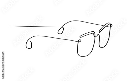 Glasses icon line continuous drawing vector. One line eyeglasses icon vector background, Glasses for sun protection. One continuous line, minimum one line.