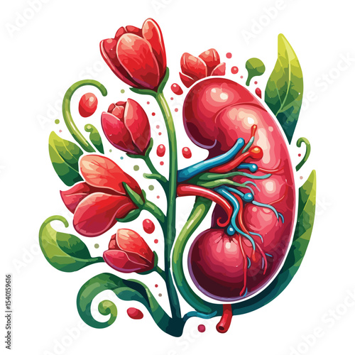 Kidney with flowers svg, Human Kidney with tulip,Medical Art, Nephrology nurse 