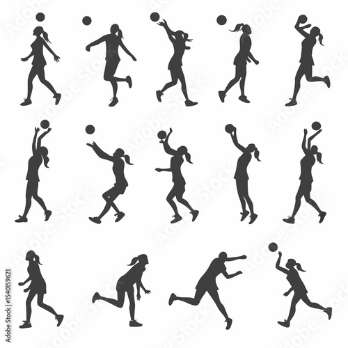 Wallpaper Mural vector silhouettes of volleyball sports player Torontodigital.ca