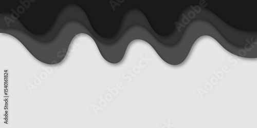 Abstract black waves flow smoothly over a white background, creating a layered, modern paper-cut design. This minimalist composition evokes elegance, motion, and depth in a sleek monochrome style.
