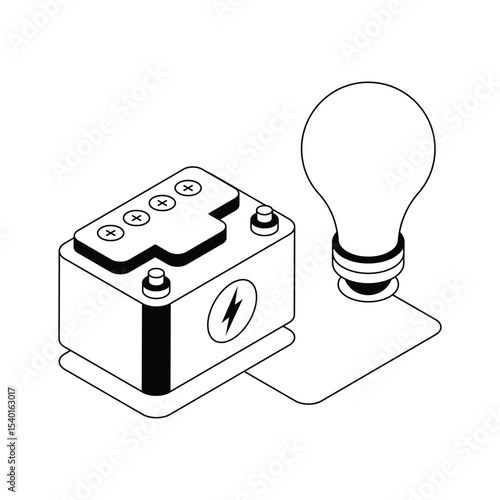 Latest isometric icon showing rechargeable light