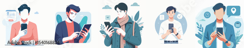 vector of a man using social media