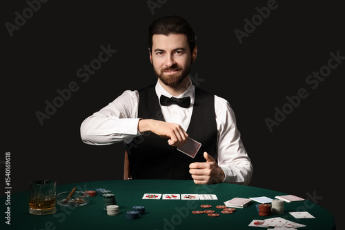 Handsome male banker with p...