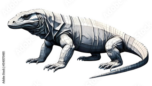 komodo dragon on white background