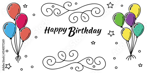 Colorful Balloon Birthday Greeting Card Design for Celebrations