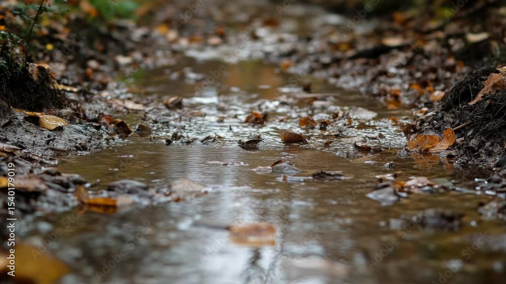 A shallow pool of water with leaves and debris scattered around, ideal for use in outdoor or nature-themed designs. A shallow pool of water with leaves and debris scattered around, ideal for use in outdoor or nature-themed designs.