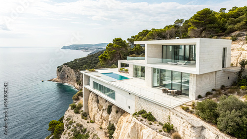 Luxury Mediterranean house with sea views, tropical garden, and sandy beach