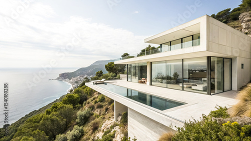 Luxury beachfront hotel with balconies overlooking the ocean, an ideal summer vacation property
