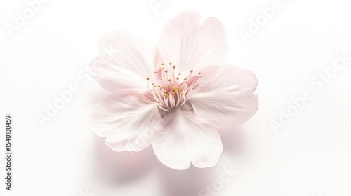 Delicate Blossoming Flower with Soft Pink Petals Showcasing Intricate Details Against a Clean White Background for Aesthetic and Nature Inspired Visuals