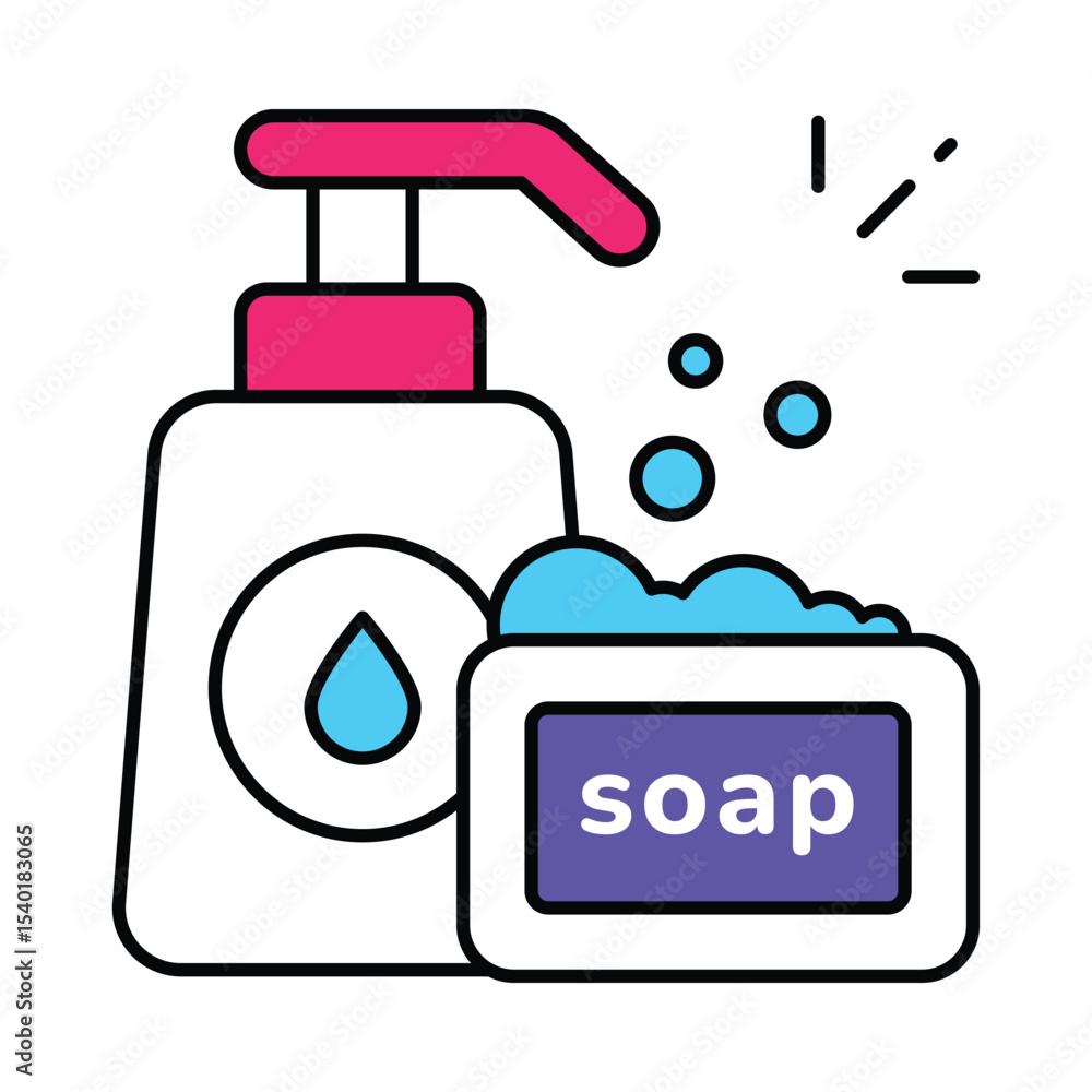 Fototapeta premium Soap Vector Filled outline illustration style icon. EPS 10 file 