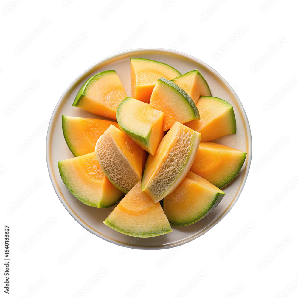 A Refreshing Plate of Cantaloupe Wedges Perfect for a Summer Treat A Refreshing Plate of Cantaloupe Wedges Perfect for a Summer Treat