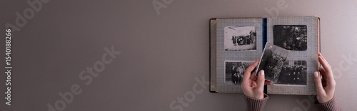 Printed vintage antique black and white retro photos.  Memories and nostalgia.