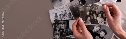 Printed vintage antique black and white retro photos.  Memories and nostalgia.