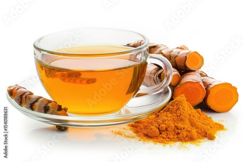 High Resolution of Turmeric Tea Isolated on White Background