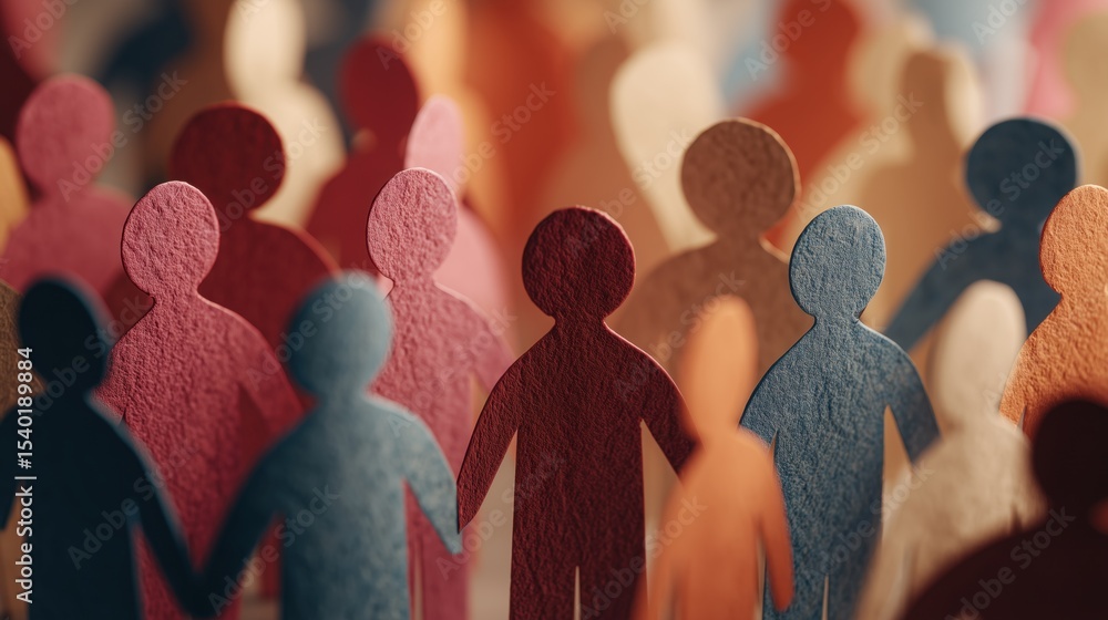 Obraz premium Diverse paper cut-out figures symbolizing community and connection