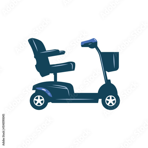 Electric Mobility Scooter for Seniors and Disabled – Modern Personal Transportation Vehicle Vector Illustration