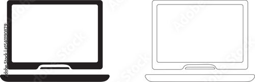 Laptop with blank screen. Editable vector template.
