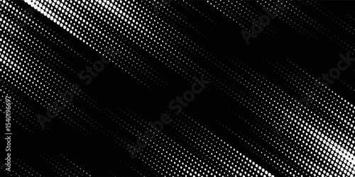 White halftone banner template design with abstract speed lines style. Halftone white color pattern with dots and grunge texture background. Pop art comic with sporty style with white and black dots