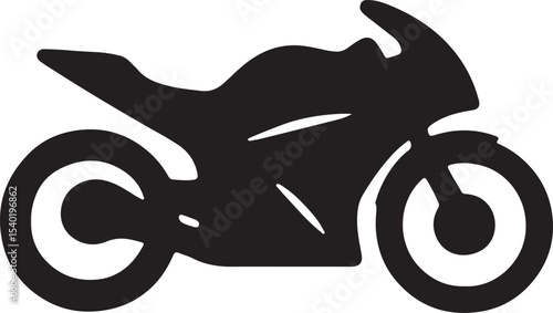 Black vector silhouettes of motorcycles, motorbikes, bicycles, and sport bikes illustrate extreme speed and road transport